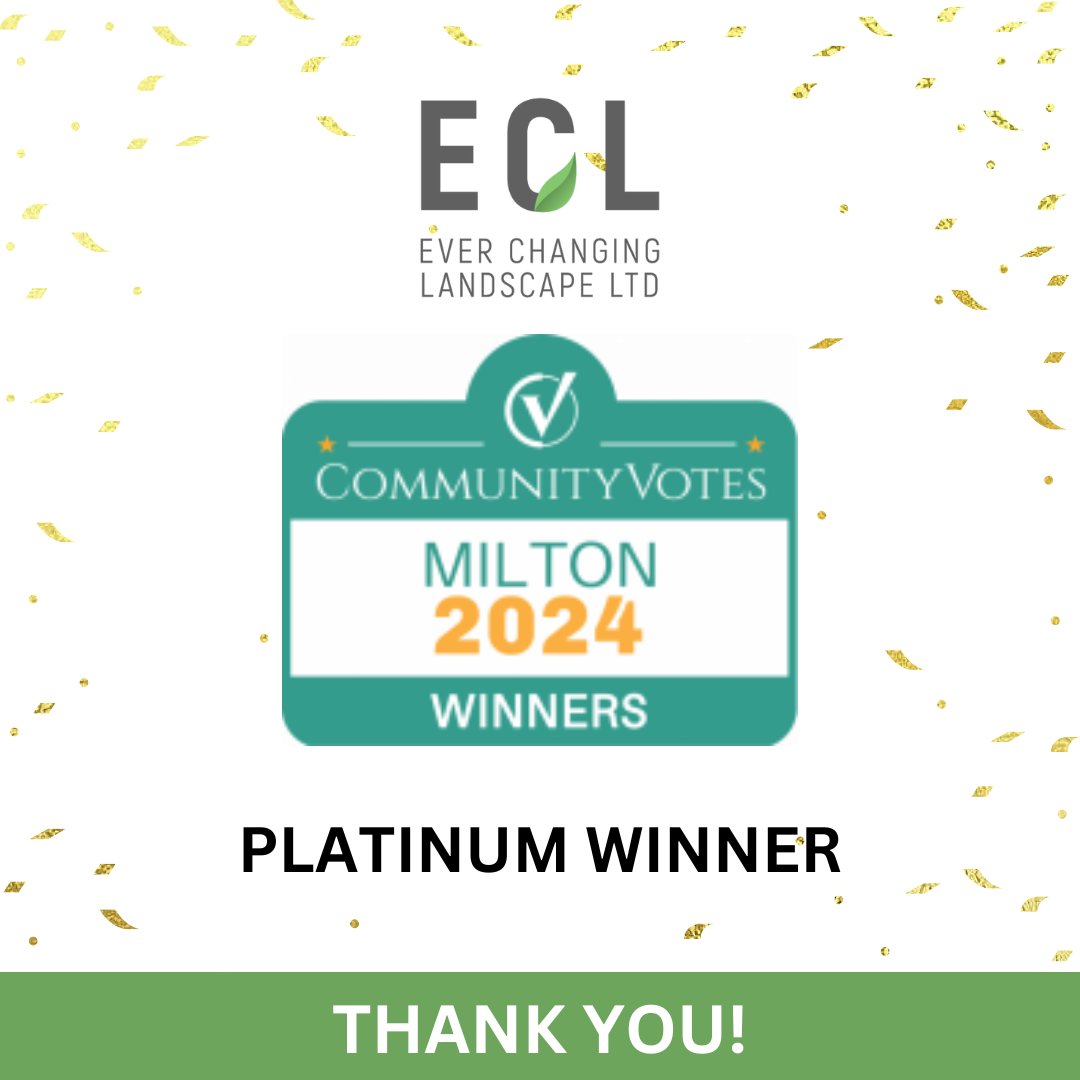 We won a Platinum from Community Votes Milton 2024 for best Landscaping and Lawn Design and Cement, Concrete, Masonry services
Thank you for voting and picking us as the number one service provider.
We appreciate it.
milton.communityvotes.com/2023/12/home-b…
