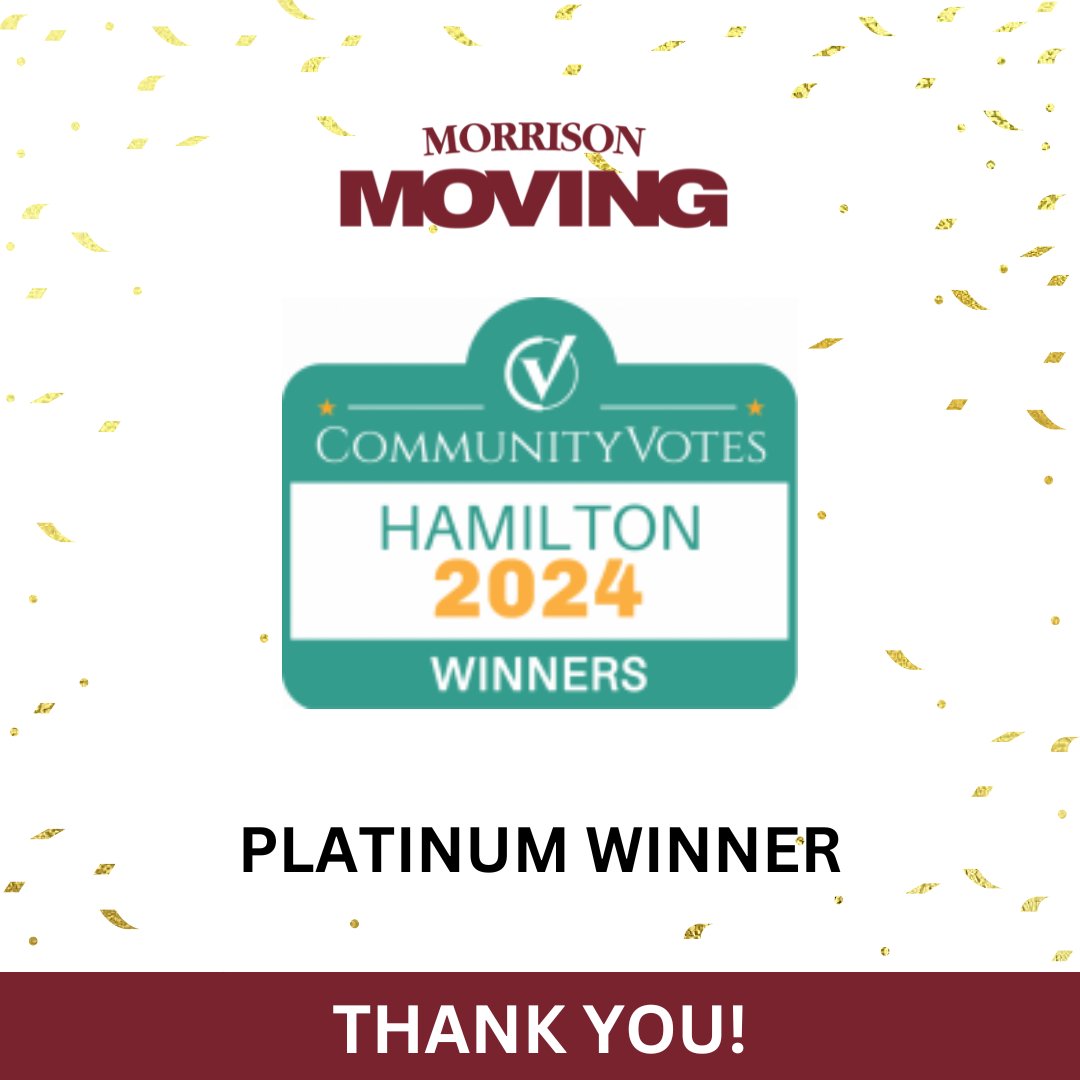 We won a Platinum award from Community Votes for Best Moving Services and Self-Storage. Thank you for voting us. hamilton.communityvotes.com/2023/12/servic…