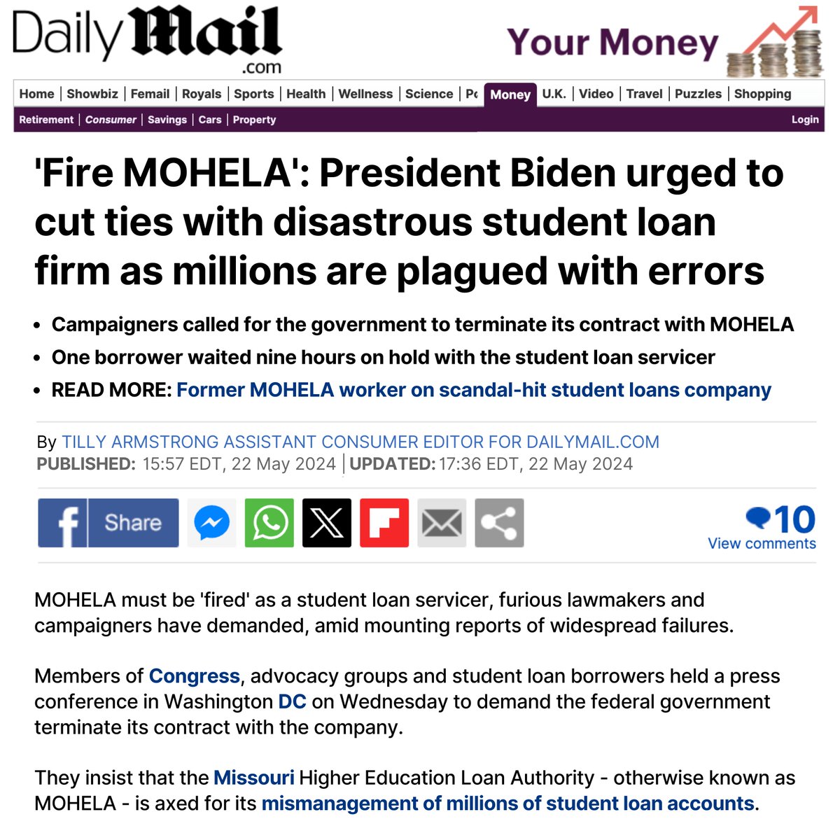 It's time to hold MOHELA accountable. It's time to #FireMOHELA.

via @tillyarmstrong_ ➦ dailymail.co.uk/yourmoney/cons…