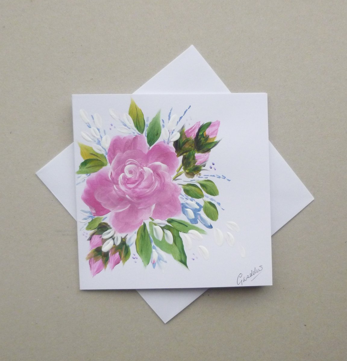 hand painted rose greetings card ( ref FA 28 ) - Folksy folksy.com/items/8344902-… #newonfolksy
