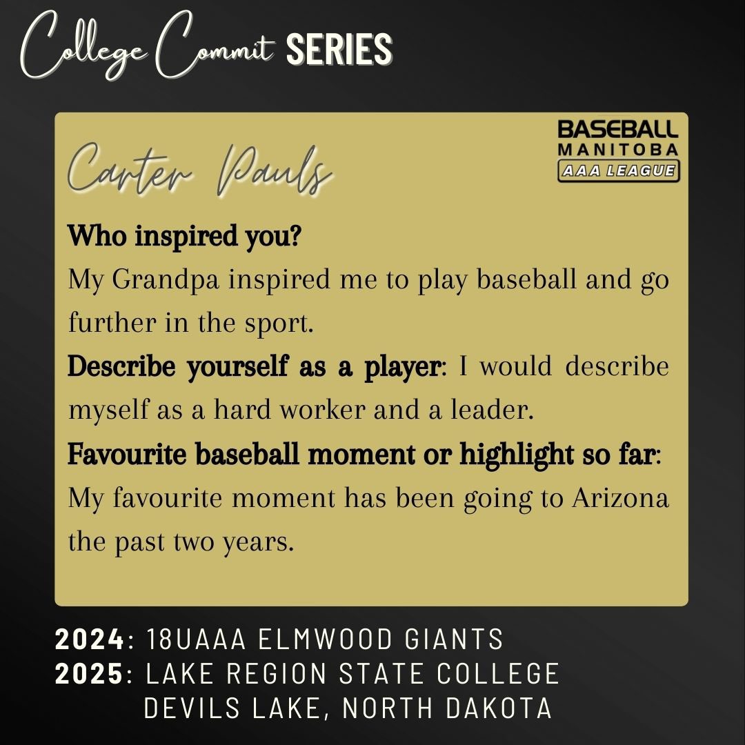 baseballmbaaa's tweet photo. Lake Region State College @lakeregionstate has signed Carter Pauls of the 18UAAA Elmwood Giants @RRVBaseball and is the next feature in our College Commit Series. Carter will play for the Royals @LRSCroyals next season while studying in Devils Lake. Way to go, Carter! https://t.co/ZEKW6RmAoU