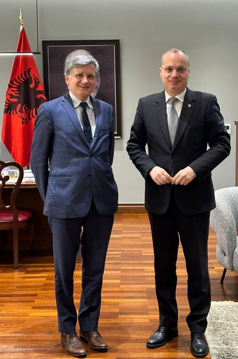 Happy to welcome Ambassador Michel Tarran @OSCEambAL as the new Head of @OSCE Presence in Albania and wish him success in his new endeavor, while appreciating his former diplomatic work in Albania and Kosova. Expressed Albania’s support for the role and work of the