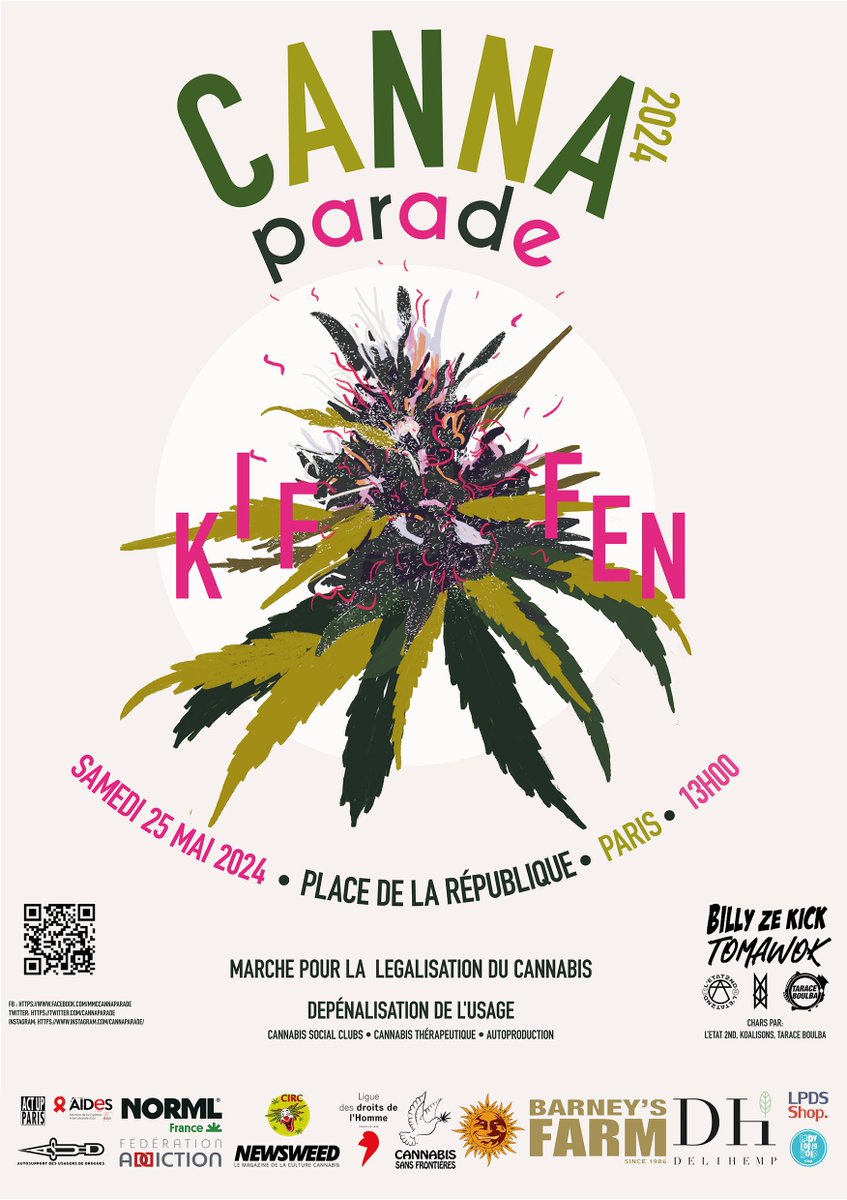 La #LDH soutient à nouveau la #Cannaparade afin d'appeler à un dévat public national sur le cannabis, et de rappeler l'importance de la prévention sans stigmatisation et de promouvoir la dépénalisation de l'usage. RDV le 25 mai à partir de 13h place de la République.