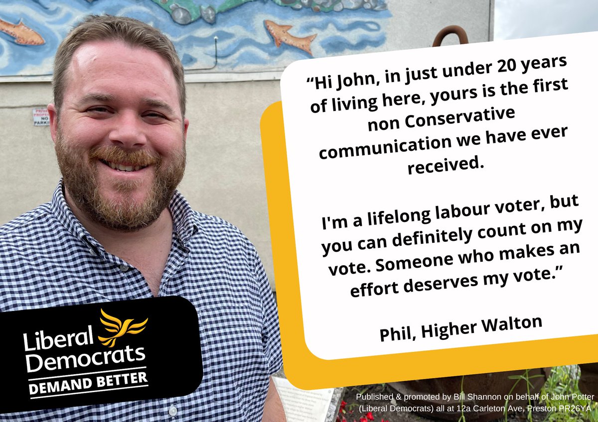Yesterday morning I received a lovely email from Phil from Higher Walton 📧 

Lifelong Labour voters like Phil are switching to vote for myself and the @LibDems in Ribble Valley. 

Perfect way to start the campaign 🔶