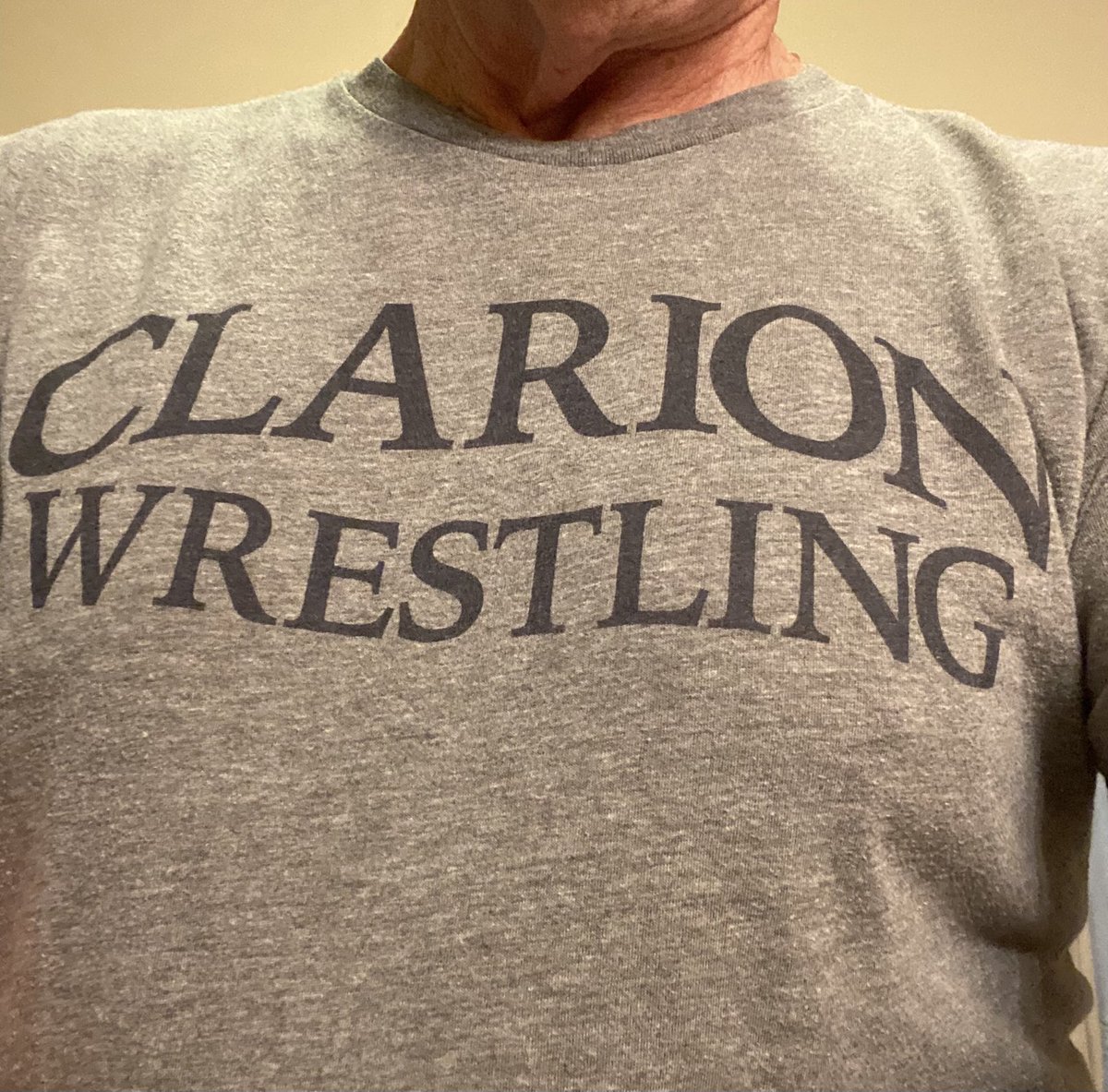 SRDutrow's tweet photo. Day 23 of #WrestlingShirtADayInMay goes back to ⁦@WrestlingCUP⁩. Thank you @ClarionEagles for supporting this great wrestling program @DutrowJim https://t.co/bmDlgqSZ0e