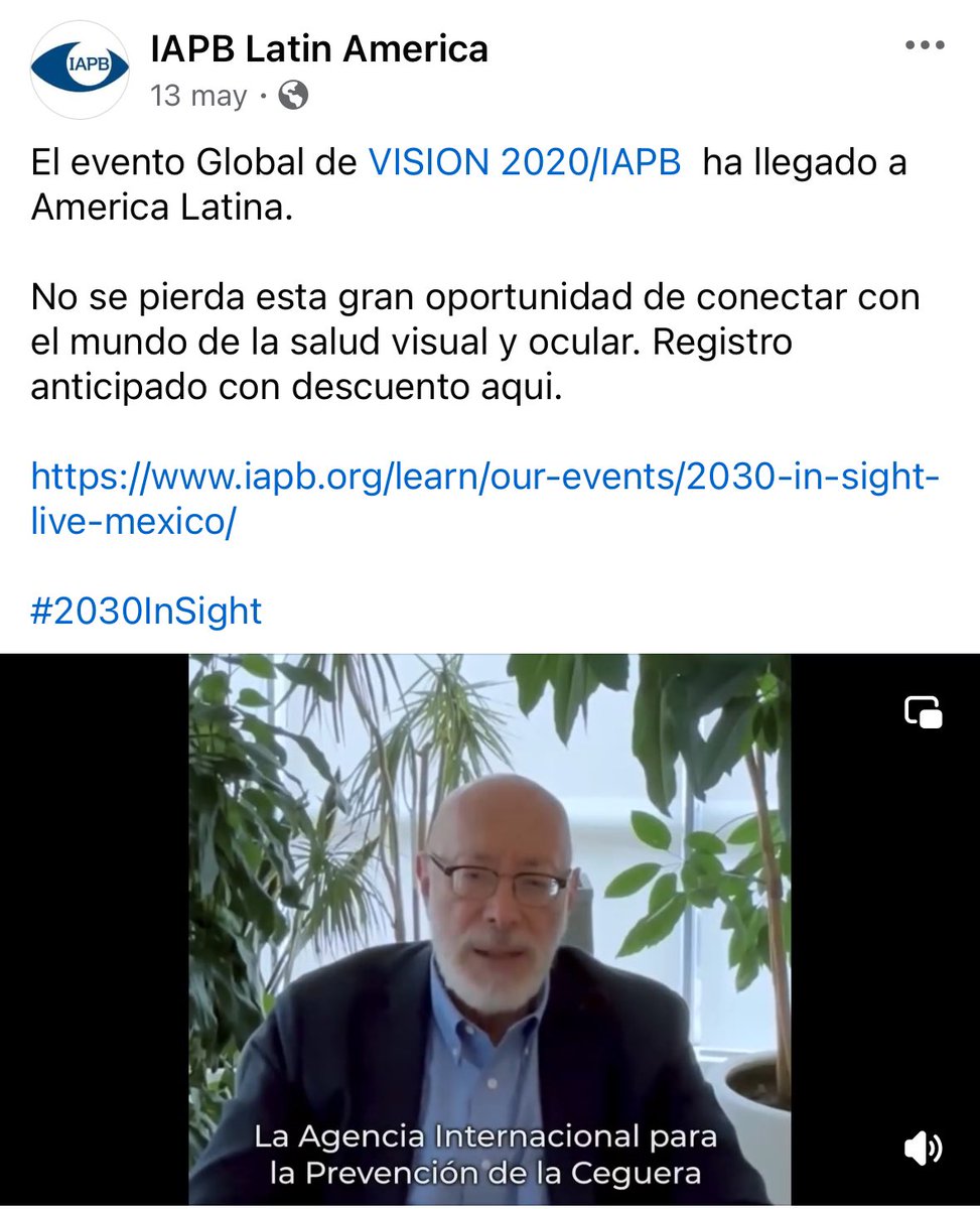 El evento Global de VISION 2020/IAPB  ha llegado a America Latina.

No se pierda esta gran oportunidad de conectar con el mundo de la salud visual y ocular. Registro anticipado con descuento aqui.  

iapb.org/learn/our-even… 

#2030InSight