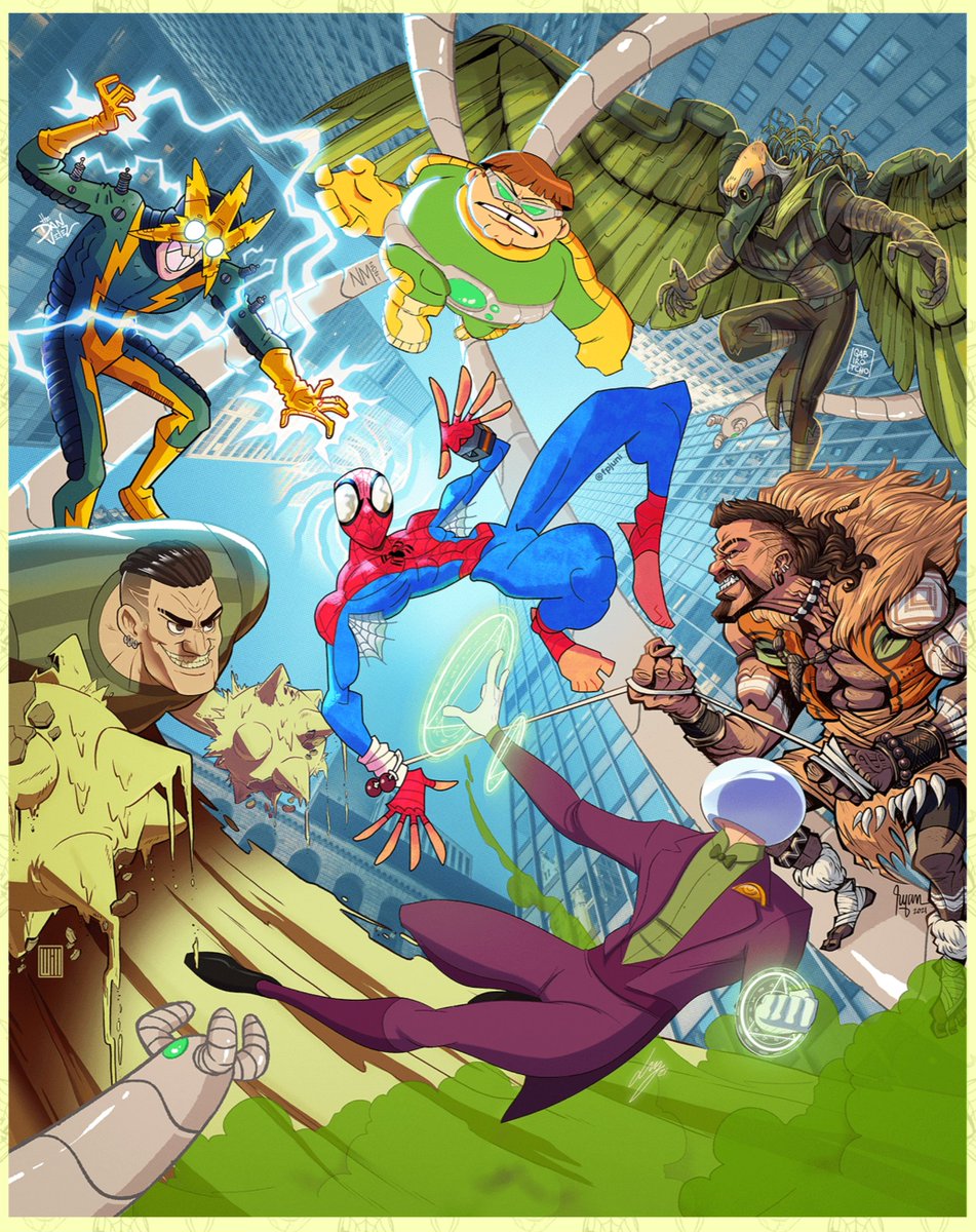 Spider-Man vs The Sinister Six Collab art by Ryan Smallman, Nicolas Moreira, Luiz Amaro, Fernando Junior, Gabriel Infante & Dan Velez