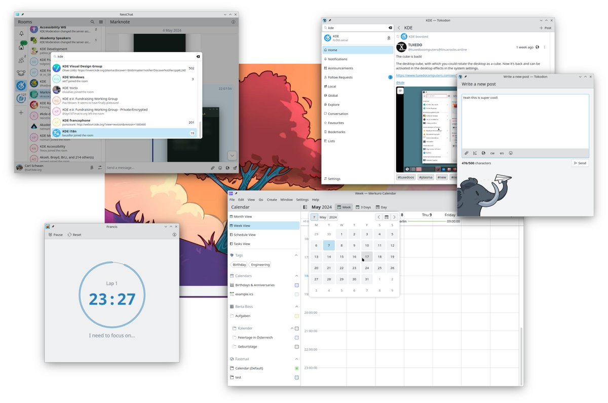 kdecommunity's tweet image. KDE Gear 24.05 is out! It comes with new versions of Dolphin, Kdenlive, Merkuro, Elisa, Kate, many more apps, and no ads or spyware.

kde.org/announcements/…