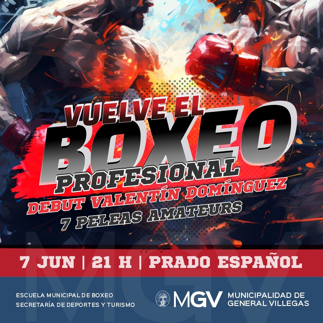 🥊#Boxeo en #GeneralVillegas
🔜 Una noche única!
🍟 Además servicio de cantina!
😎 No te la pierdas‼️