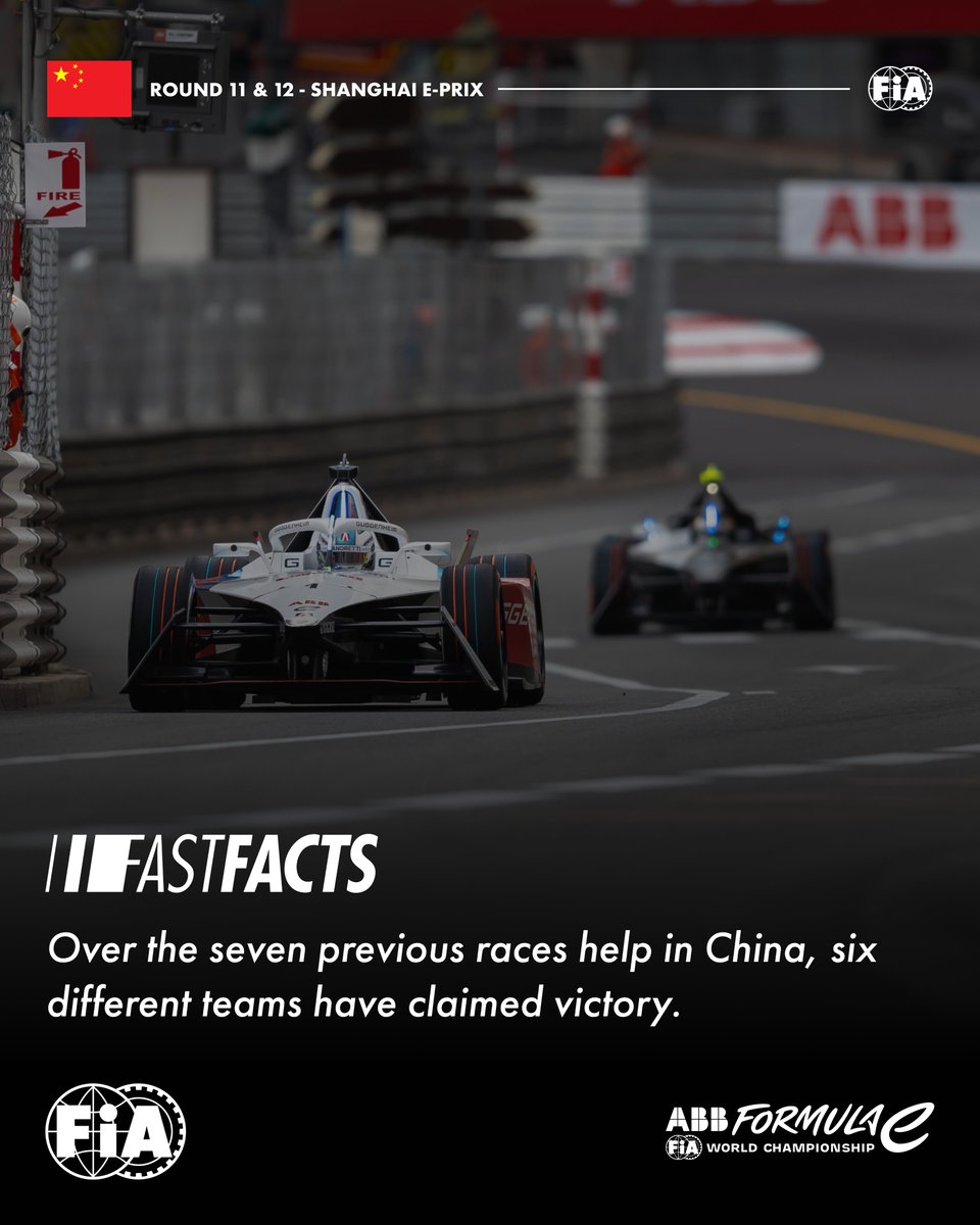 fia's tweet photo. Shanghai bound for Formula E 🇨🇳

Here are 4 fast facts to know before round 11 &amp; 12 of the ABB @FIAFormulaE World Championship! 
#FIA #FormulaE #ShaghaiEPrix https://t.co/cLy6PYjBcS