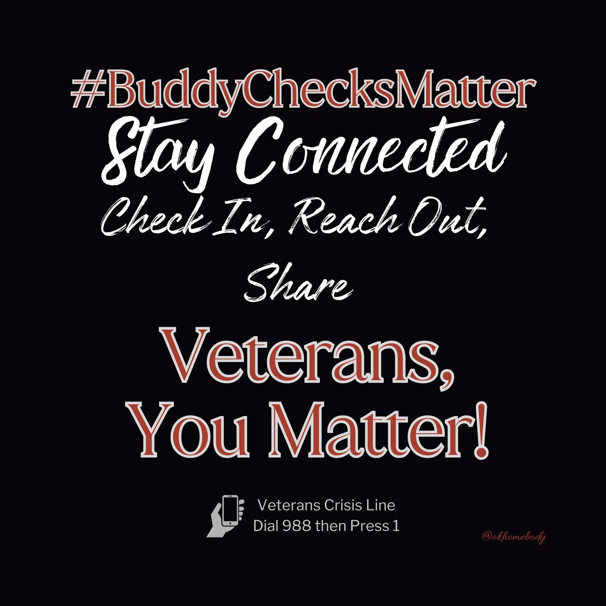 🇺🇸 #ThankfulThursday #Buddy✅with #Veterans 🙏RH
❤️#VeteransLivesMatter #Turn22to0❤️
⭐️ 🇺🇸 Repost #EndVeteranSuicide #dial988press1 🇺🇸⭐️
🇺🇸@Bpup501🙏@Viatorc @jawjaboy71 🙏 @Echo_5_Delta👈
🇺🇸 @bayou_barry🙏 @Sarge17157120 @usaf1240👈
🇺🇸 @Geeky_Redneck @RetiredUSN_USPS