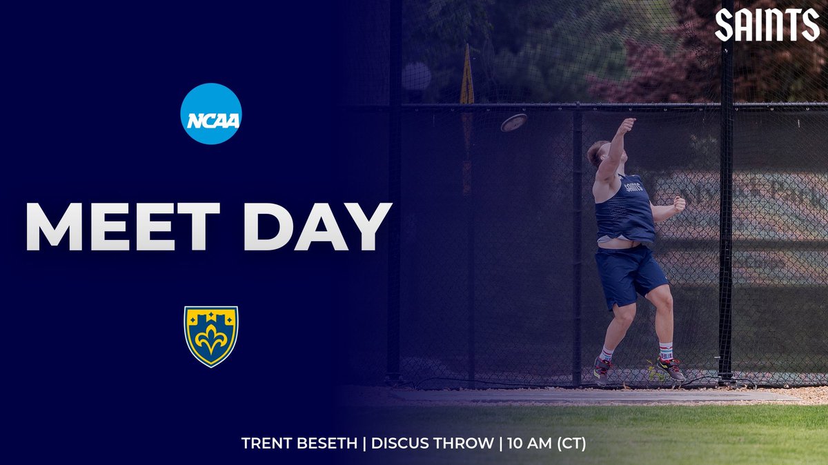 #MeetDay at Day 1 of the D-III Outdoor Championships.

Trent Beseth will complete in the Discus Throw at 10 am (CT).

Live Results: results.leonetiming.com/?mid=7114