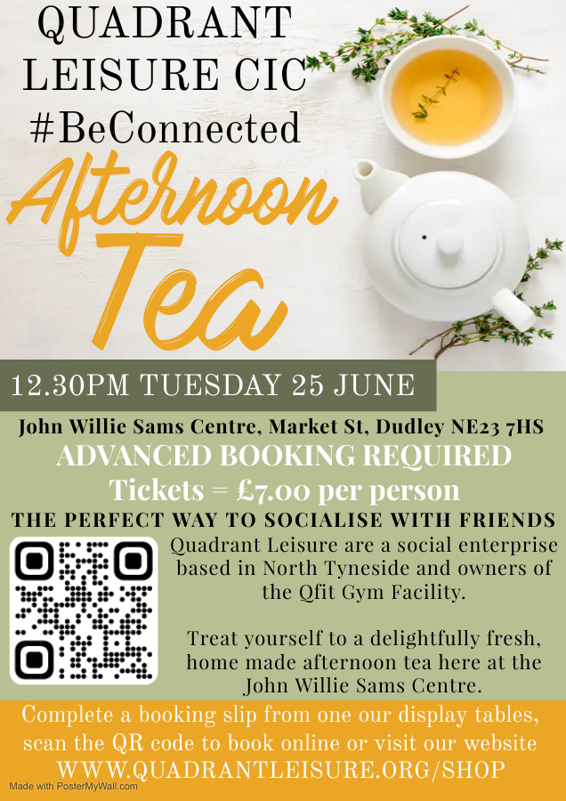 AFTERNOON TEA EVENT - TUESDAY 25 JUNE 12.30PM
Special offer of only £7.00pp. An event offering our fresh, scrumptious home-made pastries, sarnies, savouries and cakes topped off with a lovely cuppa!
ADVANCE BOOKING REQUIRED
#beconnected <a href="/ageuknt/">Age UK North Tyneside</a> <a href="/ParkinsonsUK/">Parkinson's UK</a> 
#community