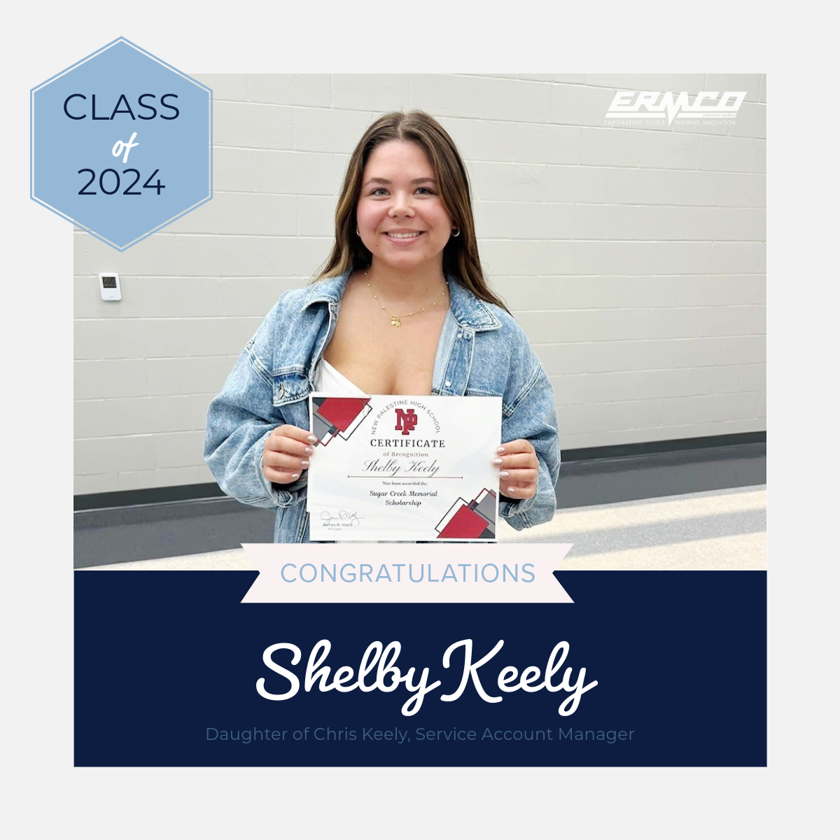 ERMCOInc's tweet photo. Celebrating one last graduate today!

Shelby Keely, Daughter of Service Account Manager Chris Keely, is graduating from New Palestine HS and will start @IvyTechCC School of Nursing in the fall. 

Congrats Shelby! https://t.co/9127RIRKIA
