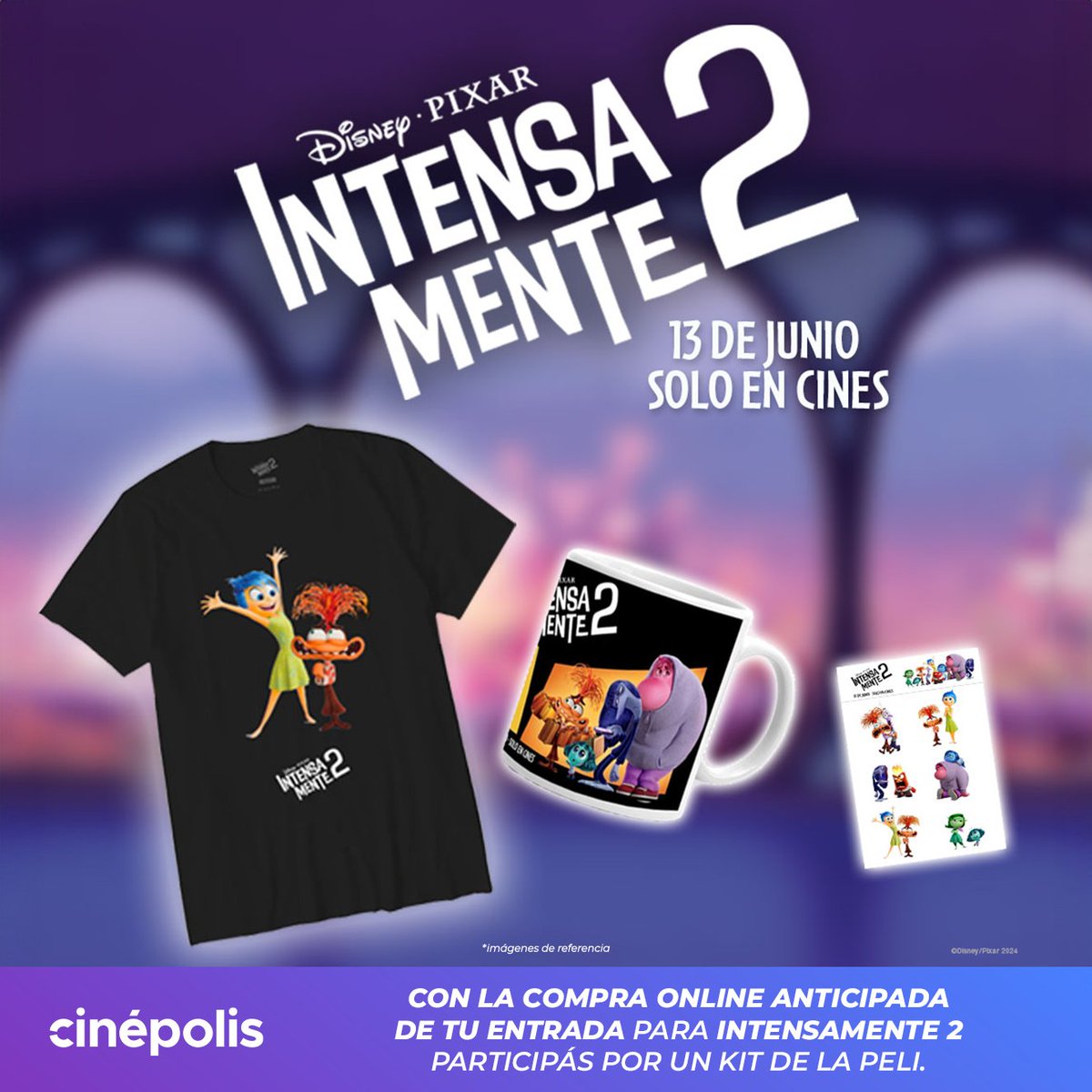 Hagan espacio para nuevas emociones 🤪🩵 Ya podés conseguir tus entradas anticipadas para ver #Intensamente2 🤩 en nuestros cines 🍿 Con tu compra anticipada online participás por un kit exclusivo de que incluye una remera, una taza y una plancha de stickers ✨