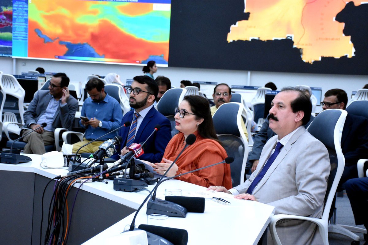 While addressing media conference at the NDMA headquarters in Islamabad on May 23, 2024 as a part of joint efforts to create awareness among the masses about hazardous impacts of heatwaves in the country.