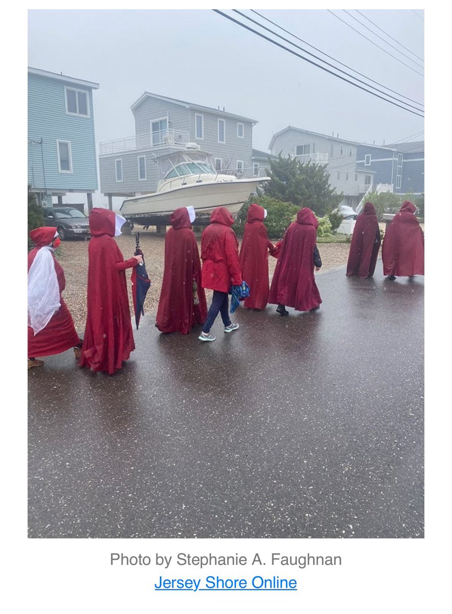 Kudos to protestors who went out in the pouring rain to protest at Alito's Jersey home right after the news broke about his Christian nationalist flag flown there! That is commitment and this needs to be the beginning of nationwide protests and a MONTHS long protest at the SC!