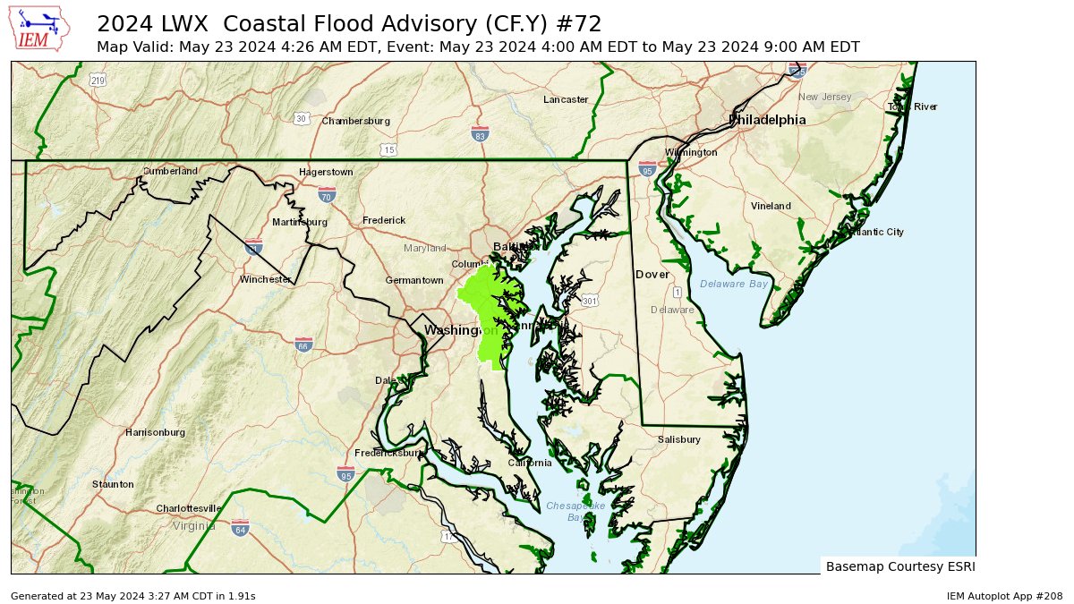 LWX continues Coastal Flood Advisory for Anne Arundel [MD] till May 23, 9:00 AM EDT mesonet.agron.iastate.edu/vtec/f/2024-O-…