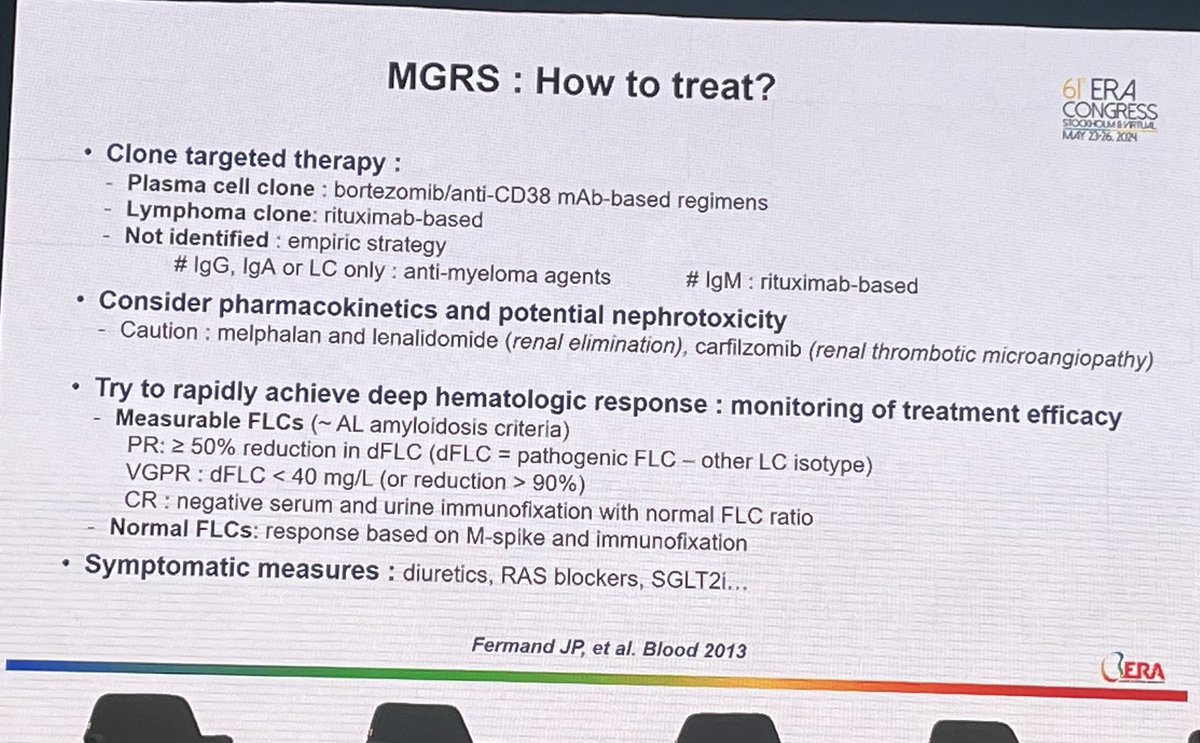 🫘🧐MGRS (Monoclonal gammopathy of renal significance) 😞Most pts don’t have known monoclonal gammopathy ✅Clone directed therapy is important ✅ESKD pt-Treat only if transplant prospect 🙏Free light chain ratio in renal failure-0.3-3.1 is normal By Dr Vincent J at