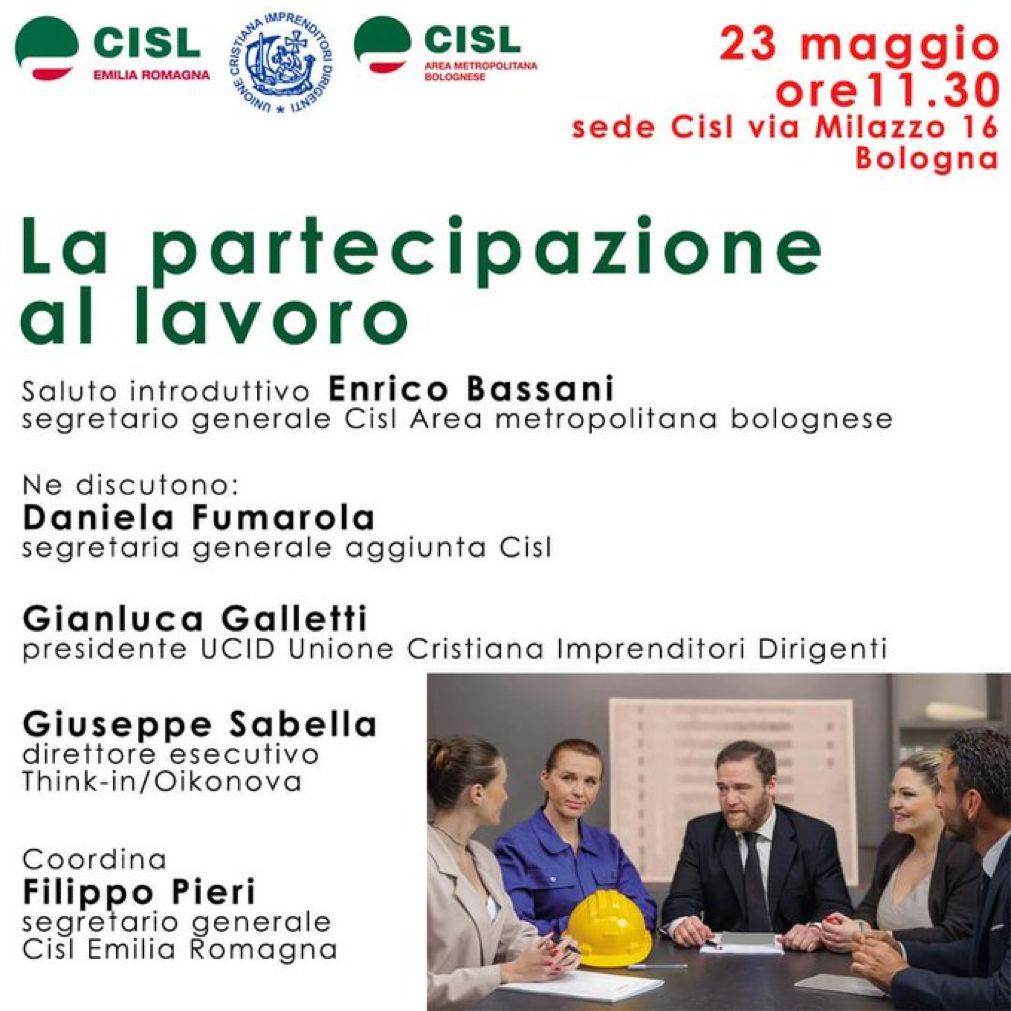 📌 Il lavoro non è conflitto ! Oggi a Bologna insieme a @DanFumarola e a #GianlucaGalletti parliamo di #partecipazione dei lavoratori e della proposta di legge di iniziativa popolare della @CislNazionale Grazie a @Cisl_ER e a @cislareametrobo per questo invito