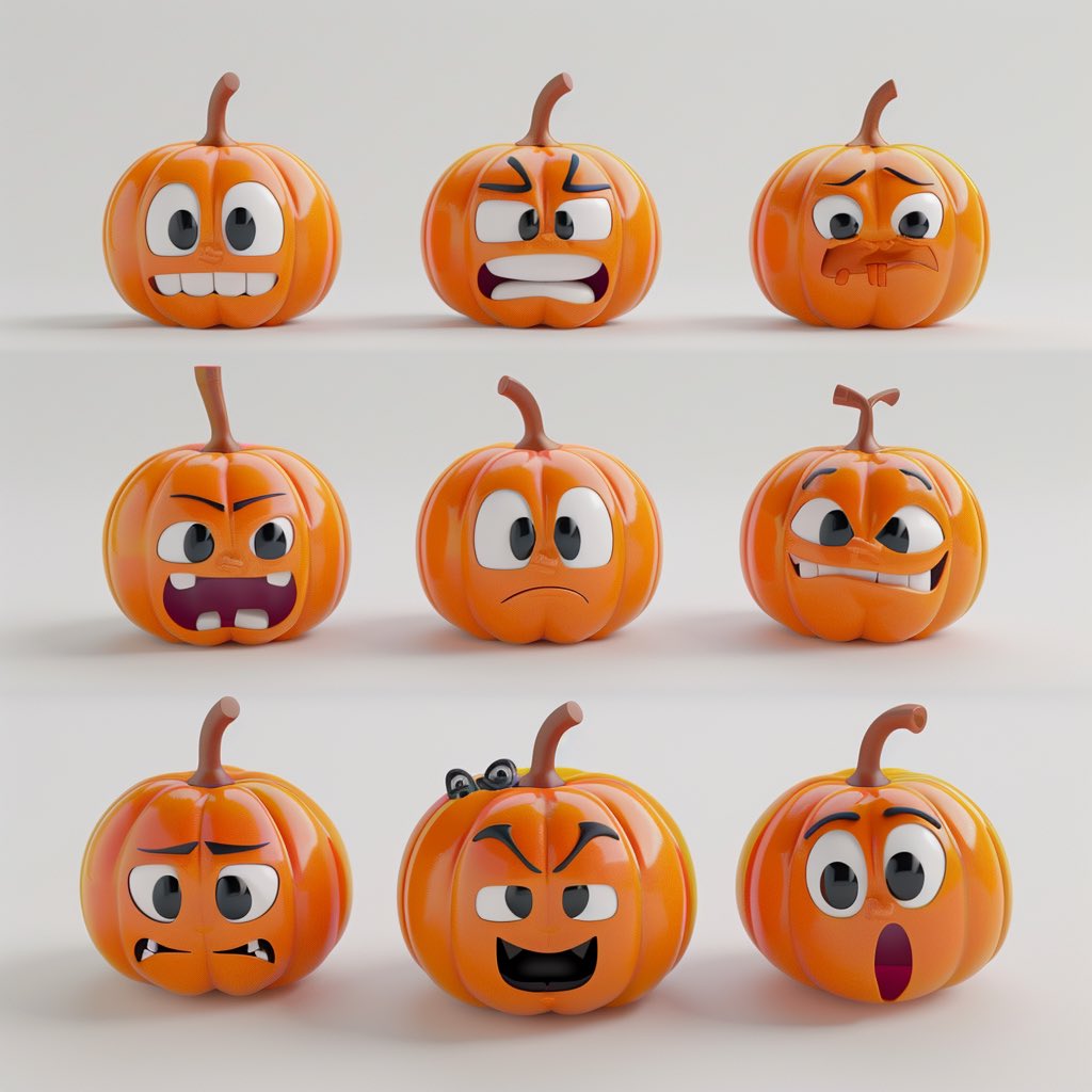 #MJV6 
Really cr*p pumpkin emoji on my iPhone here are some alternatives 😂

image sheet of cute caricature pumpkin emoji with different expressions white background Parkes 3d octane rendering --v 6.0

Remix & enjoy