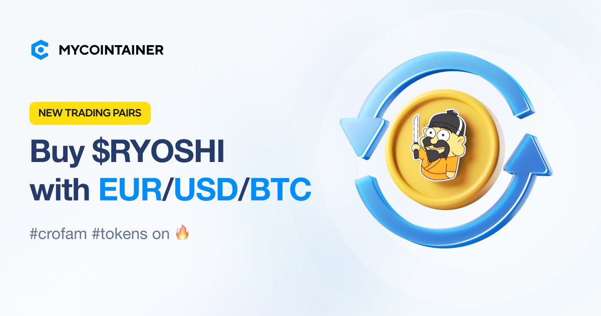 A new #cronos #gem has arrived! 🐟 🔪A fisherman with a trusty blade: $RYOSHI with Knife! Buy $ROSHI via credit/debit card with EUR or USD. mycointainer.com/app/deposit/ca… #cronos #memecoins on 🔥 agree?🌊