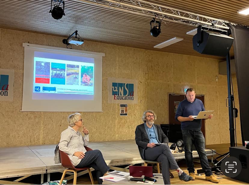 UNSA_Education's tweet photo. @Beaunsaeduc  et @denisadamunsa  étaient à Guéret mardi pour une table-ronde au tiers-lieu "la quincaillerie" pour parler de l’éducation comme levier du développement rural. https://t.co/1bR6ICZ8Al