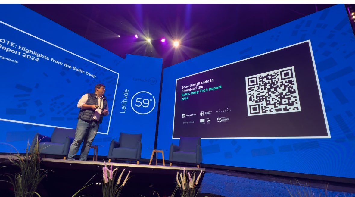 VictoriaTrimbel's tweet photo. 20 #unicorns of the #Baltics, including 9 from #Lithuania!

A new #DeepTech report launched just now on stage at @Latitude59  by Kasparas Jurgelionis, GP at Iron Wolf Capital VC fund.

Use QR code to read the full report

Lets build more with us at @CoinvestVC 
#WomenWithWings https://t.co/QcLCiD2emv