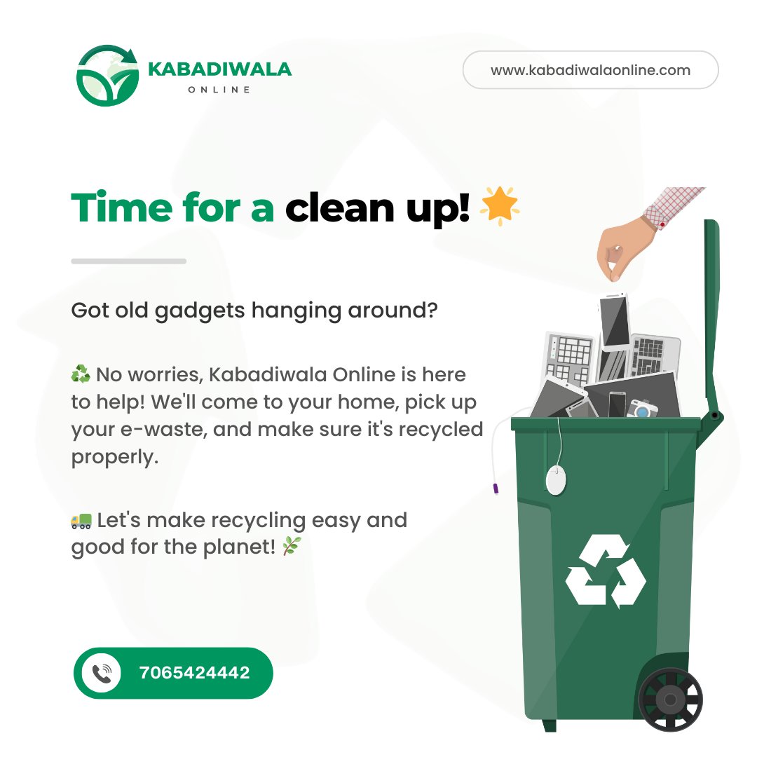 Kabadiwalaonlin's tweet photo. Got old gadgets lying around? Weβll come to your home, pick up your e-waste, and send recycling centers.
Book Now : https://t.co/0tB8SdeN9J
Our Scrap Price List: https://t.co/AEA1elci4t
#scrappickup #scrappickupservice #recycling #ewaste #ewasterecycling
#ewastemanagement https://t.co/iTOEhfph6S