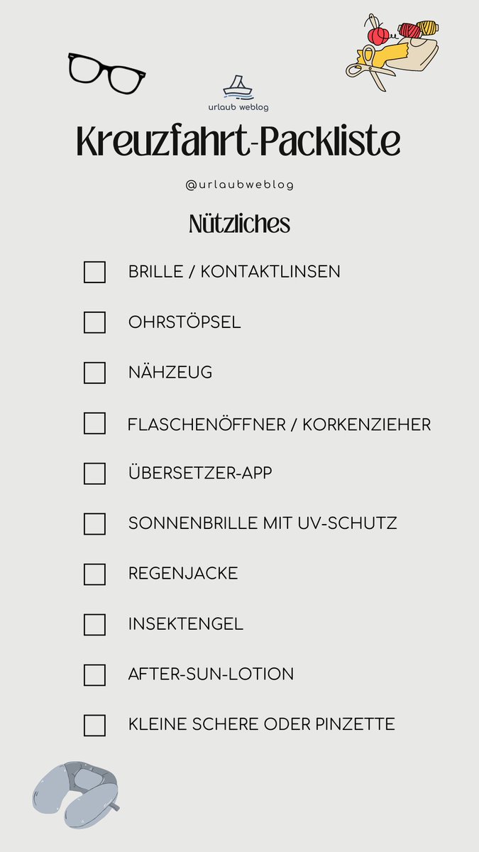 Die ultimative Kreuzfahrt-Packliste: Teil 5 - Nützliches. Diese Dinge vergisst man gerne mal, sind aber echt nützlich ⤵️ #kreuzfahrt #reisetipps #urlaub #packliste