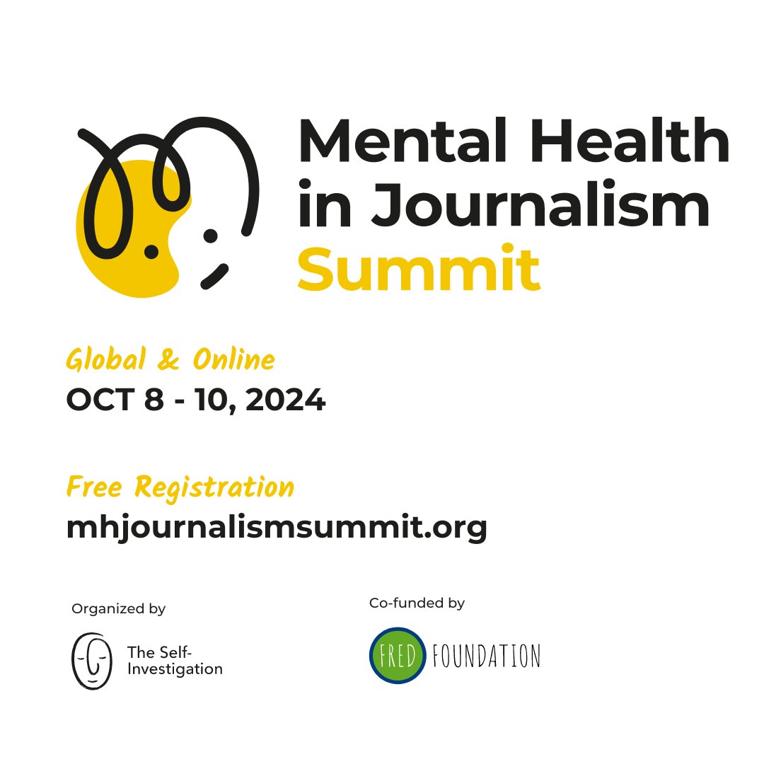 ARIJNetwork's tweet image. 🔔 Save the date for the “Mental Health in Journalism Summit” and discover how a healthier work culture in the media is possible. We have partnered with @selfinvestigate and look forward to this necessary event.

📅Oct 8-10 
🙌Free &amp;amp; Online
mhjournalismsummit.org 
#MHJS24