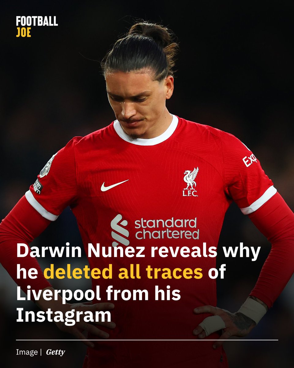 Nunez broke the internet when he deleted all traces of Liverpool from his Instagram account after their win against Spurs Full story: joe.co.uk/sport/darwin-n…