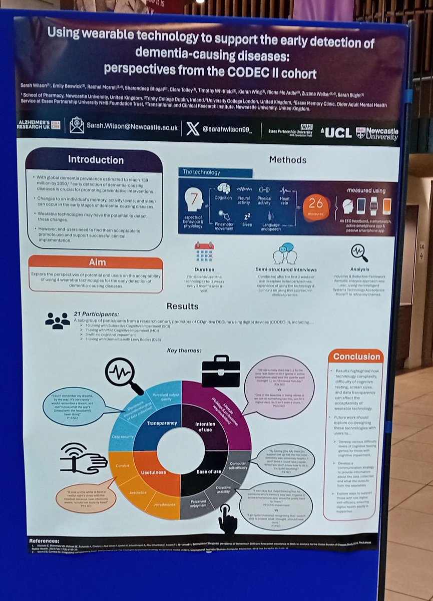 Interested in the use of tech to aid the early detection of dementia? Or digital inclusively? Or the effect of air pollution on brain health? If so, check out posters 9-12 at #APAM2024 poster session today. @UniofNewcastle @sarahpslight @RionaMcArdle @rdslight @RionaMcArdle