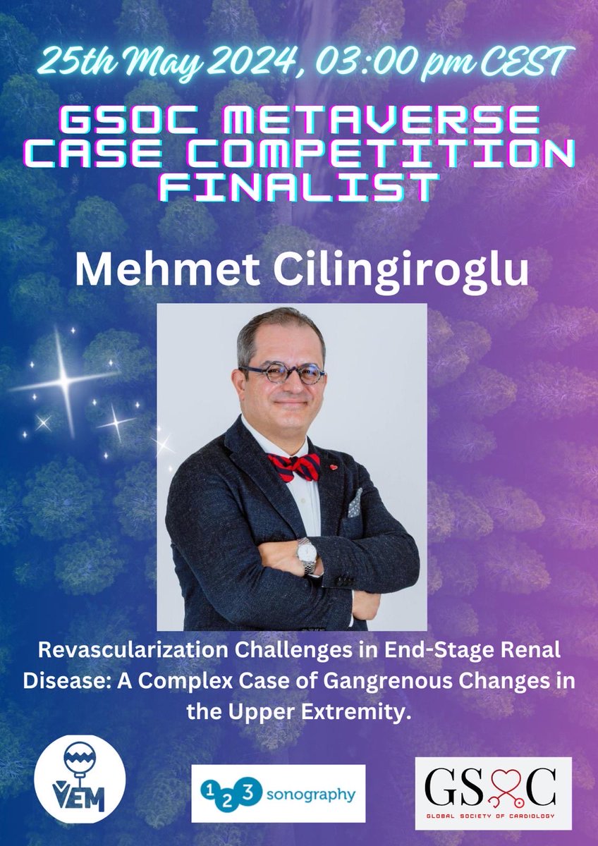 With great pleasure we are trilled to 📣 Mehmet Cilingiroglu has been selected as finalists for #GSoCCaseReport in the #Metaverse by ⁦@GSoCers⁩ happening 25.05.2024 03:00 pm CEST bit.ly/3QYp7nj #CardioX