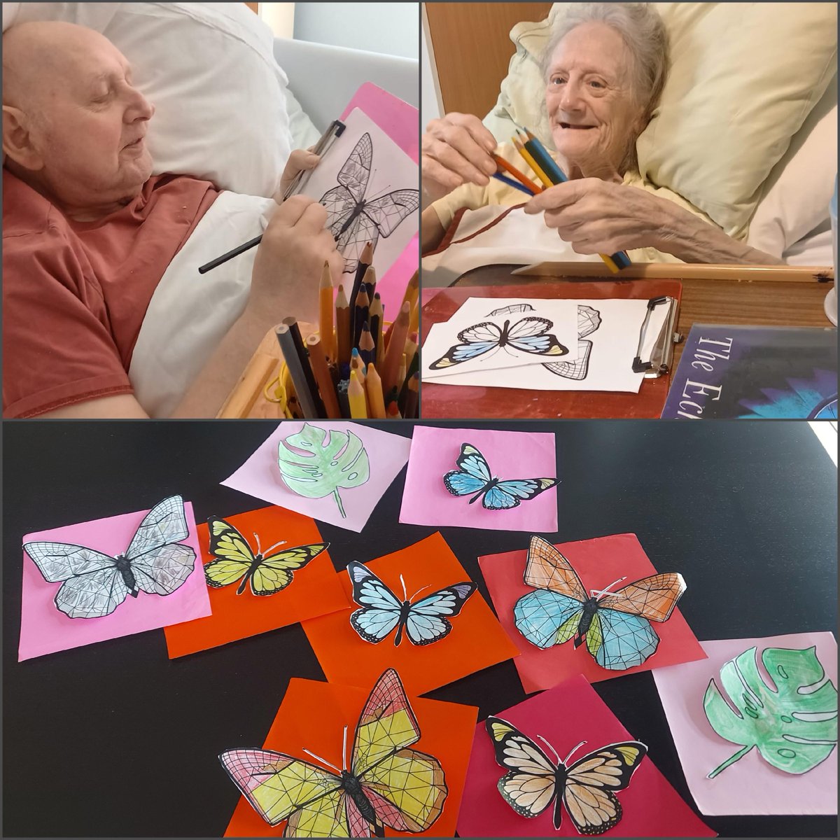 Spread your wings and let your creativity take flight! Our bed-bound residents had a blast adding vibrant shades to these beautiful butterflies and creating their own colourful cards.
#NursingHome #AccessibleArt #ButterflyBlissArt #InspiringCreativity