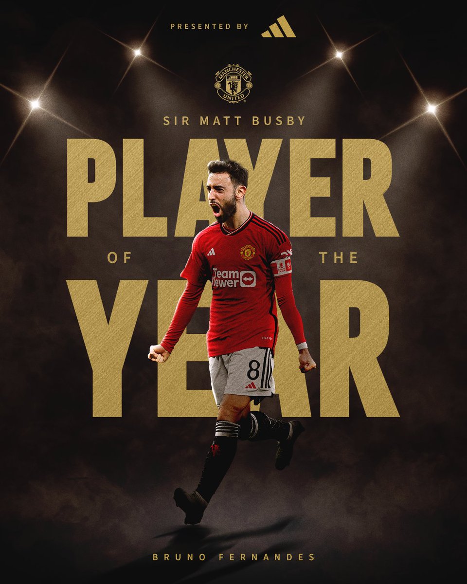 🥁 Our 2023/24 Sir Matt Busby Player of the Year is... 🌟 @B_Fernandes8 🌟 #MUFC || @adidasFootball