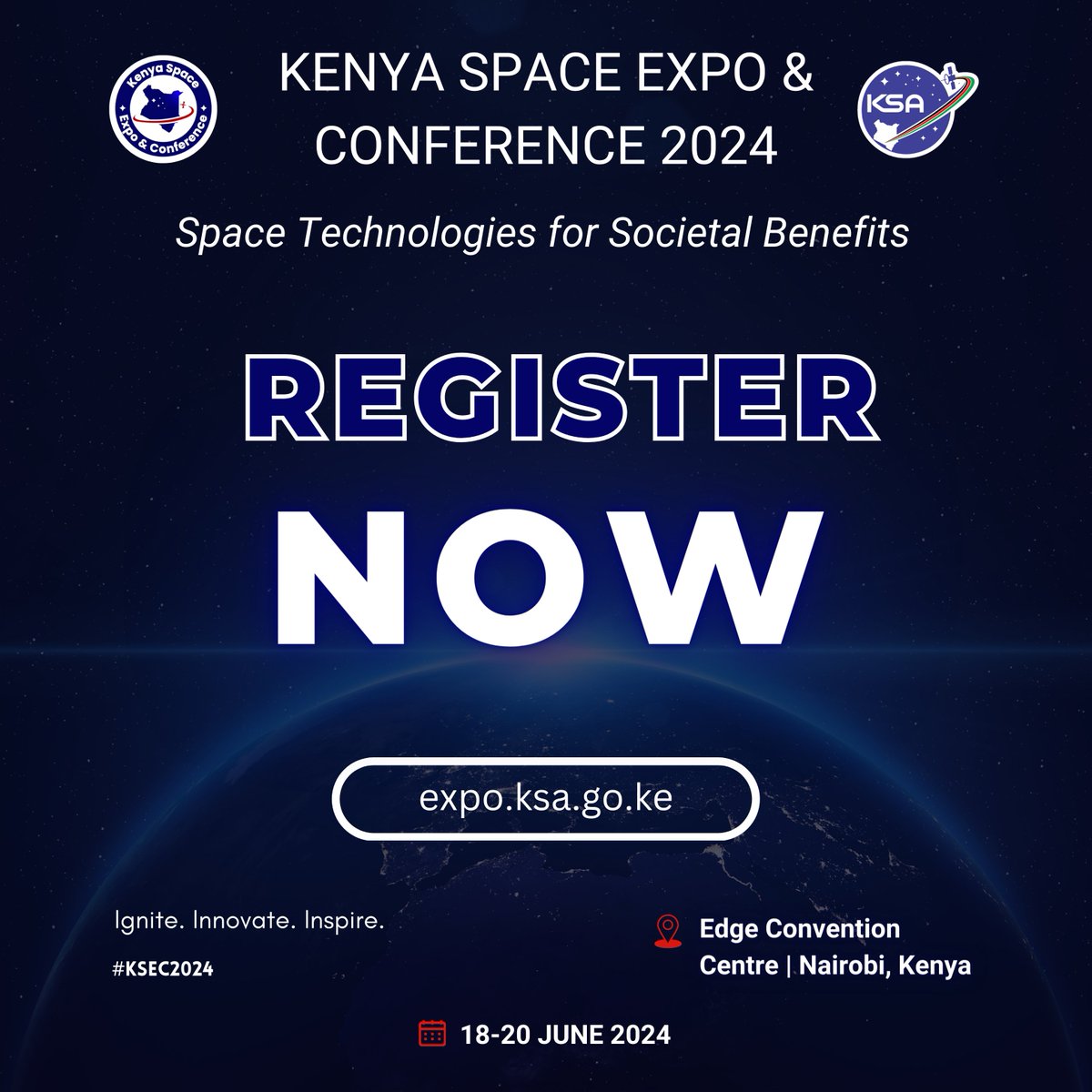 Registration is now OPEN! Join us for #KSEC2024. Whether you want to attend, exhibit, or sponsor, there's something for everyone. Register now and be part of the conversation around why Space matters! expo.ksa.go.ke/ksec-registrat…

 #KenyaSpaceExpo #KSEC2024 #SpaceTechnology