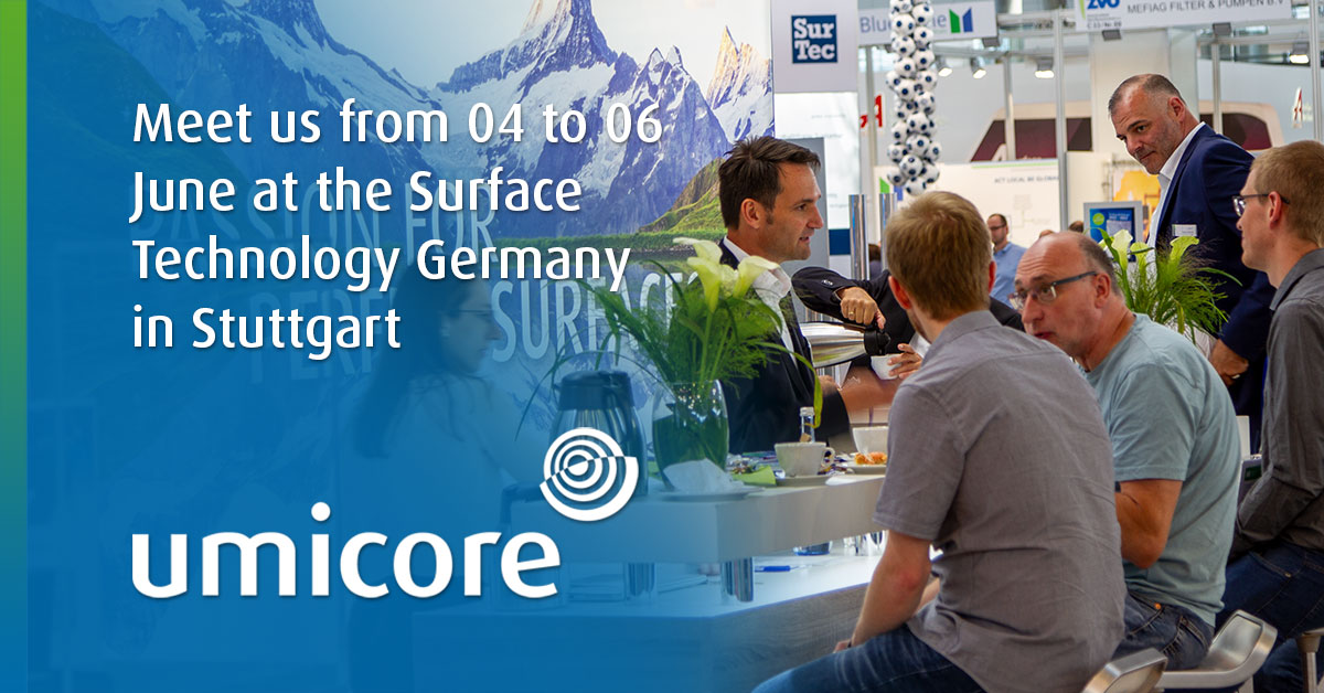 Discover our customised solutions for metal surface finishing at Surface Technology Germany in Stuttgart from 4 to 6 June 2024, Hall 1, Stand 33C (46). Get your personal ticket:mds.umicore.com/en/electroplat…
#umicore #MetalDepositionSolutions