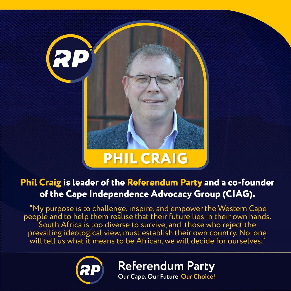 RP leader Phil Craig will be discussing Cape Independence on CapeTalk at 11:05 today and again during a multi-party debate on Eden FM this evening at 18:00. Be sure to tune in for the facts about Cape Independence. #CapeIndependence #ReferendumParty