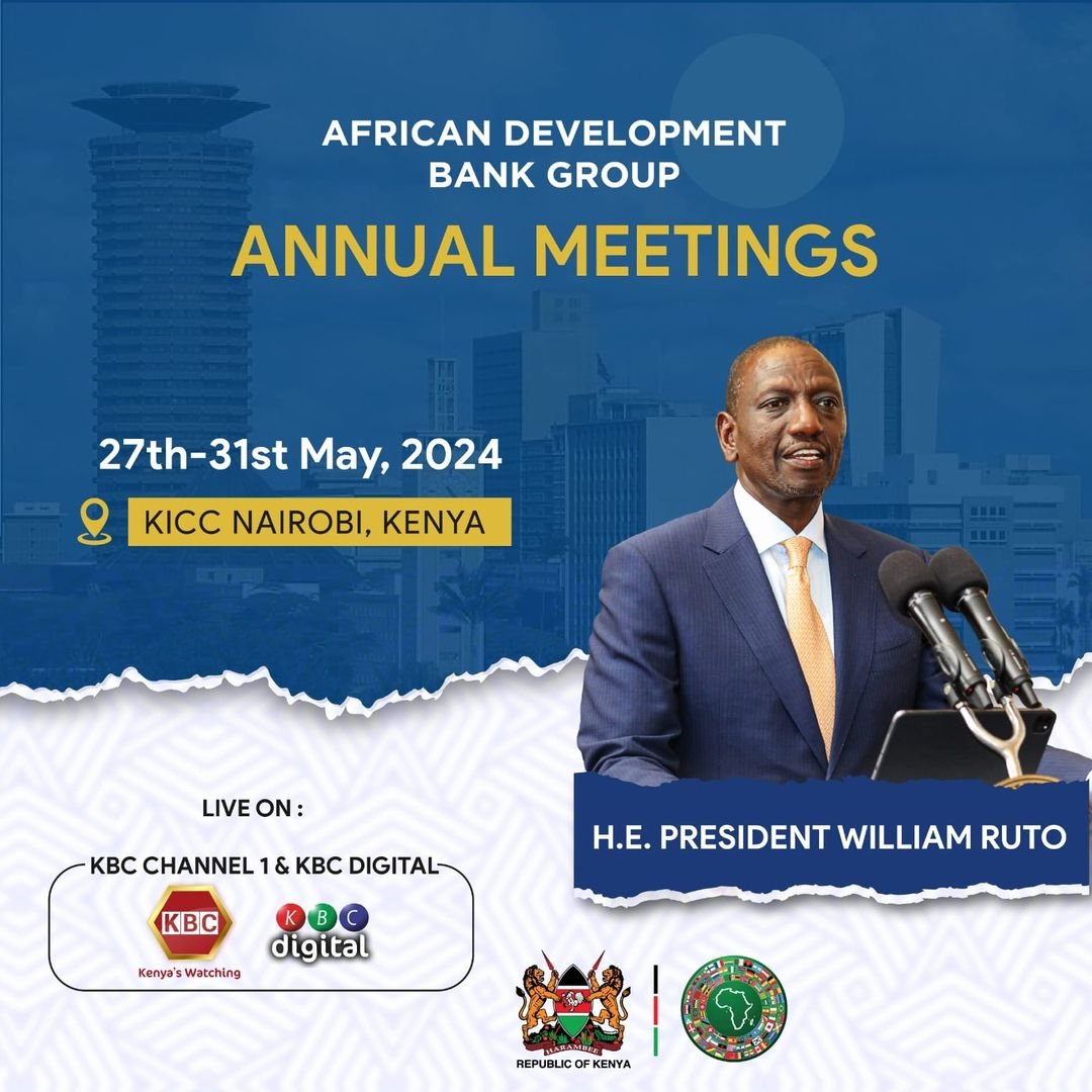 Africa Development Bank 2024 Annual Meeting will be held at KICC, Nairobi from 27th-31st May 2024. The event will be live on @KBChannel1 #AfDBAM2024
