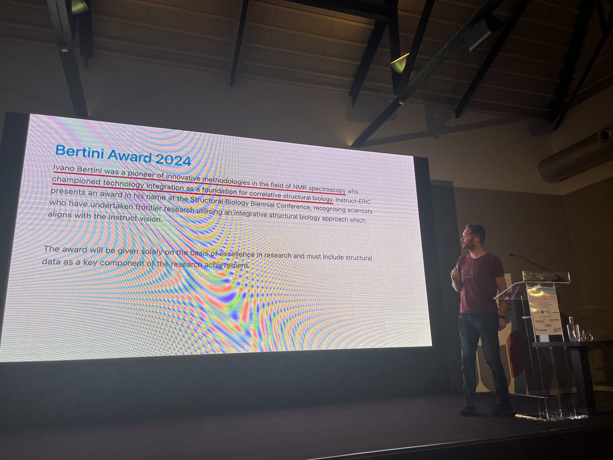 Now is the time at the #IBSBC2024 is time to announce the new awardee of the @instructhub #Bertiniaward sponsored by @bruker To introduce the new awardee we are delighted to welcome the last awardee @SjorsScheres