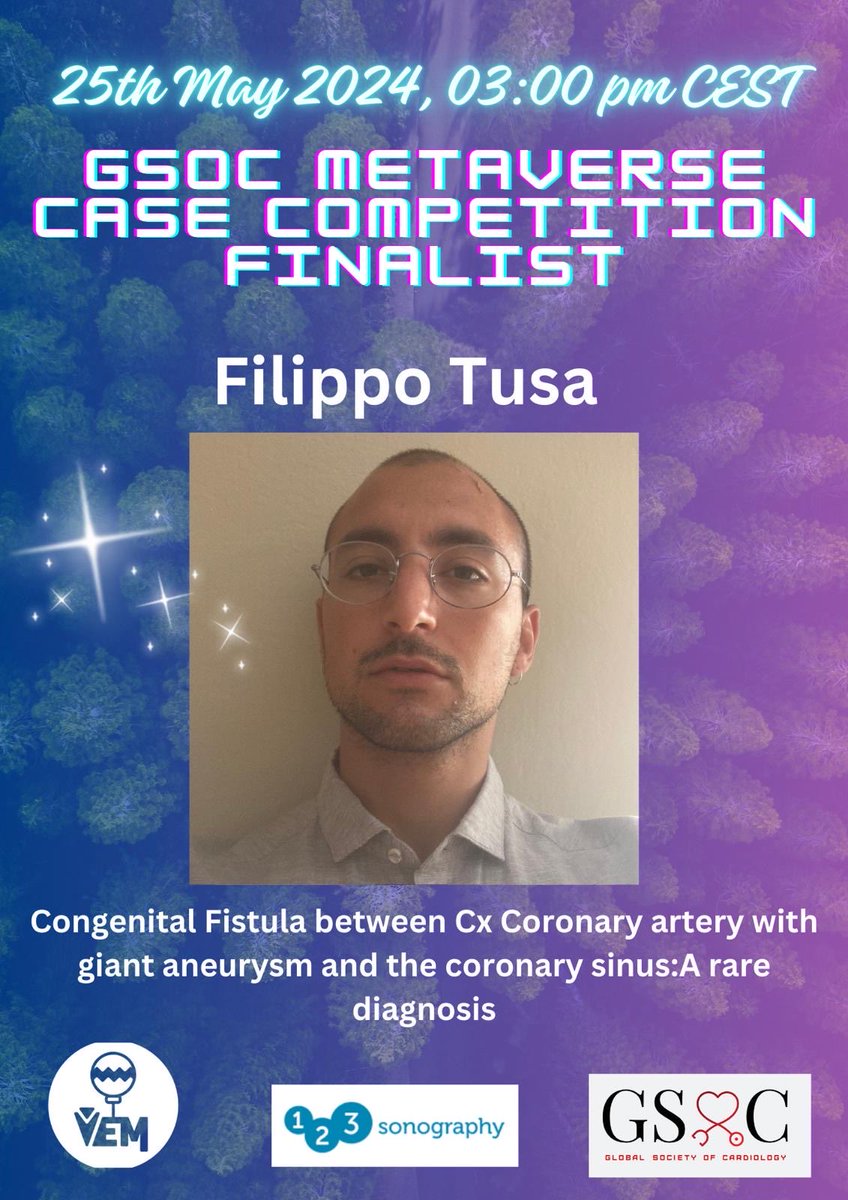 With great pleasure we are trilled to 📣 Filippo Tusa has been selected as finalists for #GSoCCaseReport in the #Metaverse by @GSoCers happening 25.05.2024 03:00 pm CEST bit.ly/3QYp7nj #CardioX