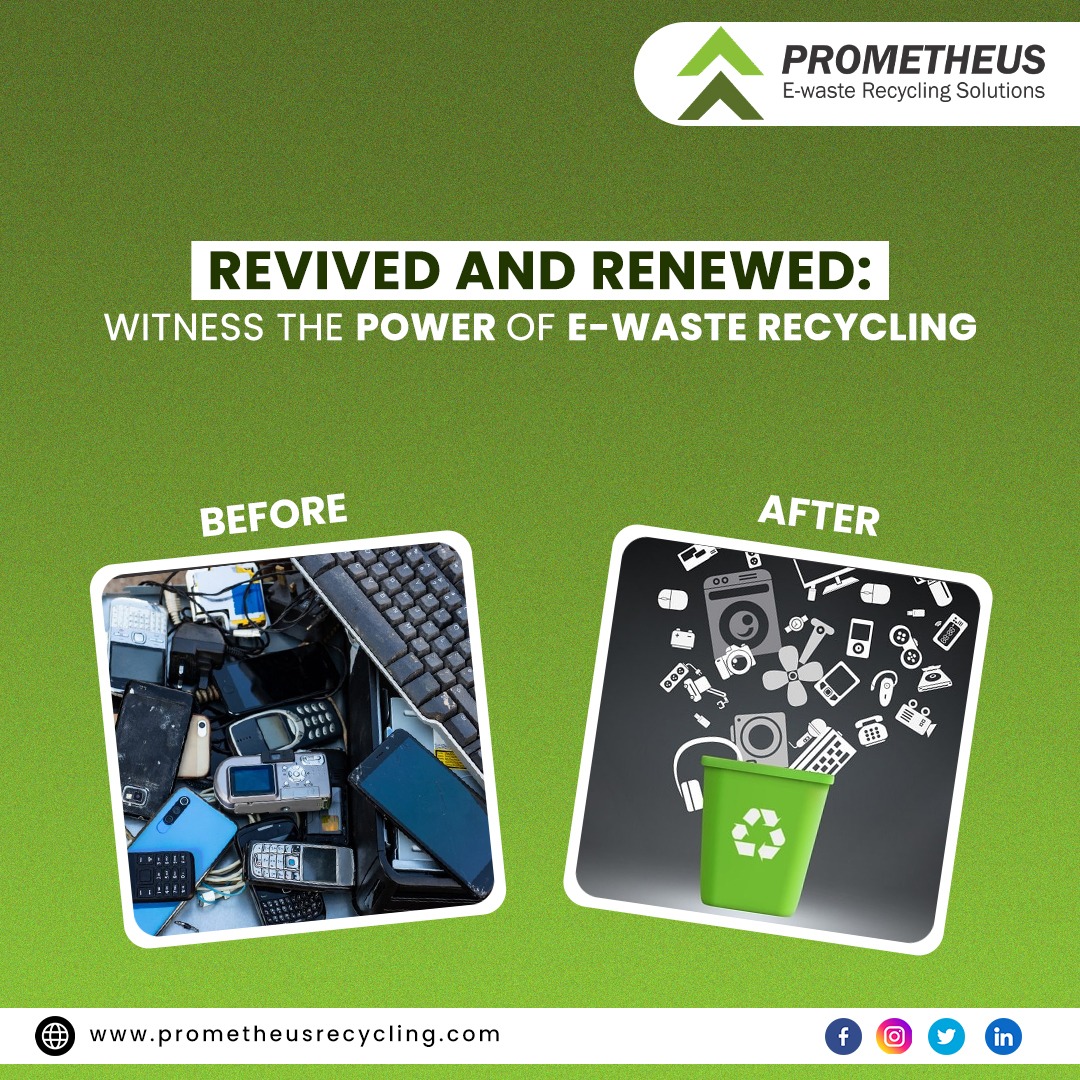 🌱♻️ "Revived and Renewed: Witness the Power of E-Waste Recycling! 

🔄✨ Join us in our journey to transform old electronics into new beginnings. 

 Together, let's make a sustainable impact! 💚
#RevivedAndRenewed #EwasteRecycling #SustainableImpact #RenewableFuture #GreenTech