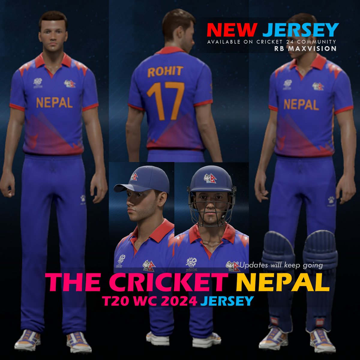 #Cricket24 | #NEPAL #TheNewJersey | T20i WC 2024 | #T20WorldCup2024 | Available on Cricket 24 Community | Academy name : RB MaxVision @AJMods99 @NepalCricket @ICC @T20WorldCup
#AJMods99 #Kelme #NepalCricket