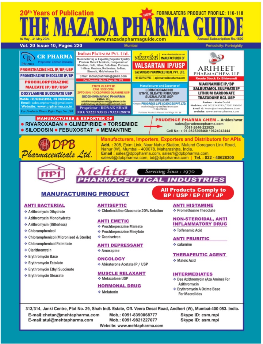 Kiran Raheja (@kiranraheja1) on Twitter photo Mazda Pharma Guide is now in its 20th Successive Year and other than Subscribers it reaches out to Creme Industry people through Pharma and other Pharma related Exhibitions accross India.
Advertise and Reach out to Creme Audience
E: kiran.mazdapublications@gmail.com Mazda Pharma Guide is now in its 20th Successive Year and other than Subscribers it reaches out to Creme Industry people through Pharma and other Pharma related Exhibitions accross India.
Advertise and Reach out to Creme Audience
E: kiran.mazdapublications@gmail.com