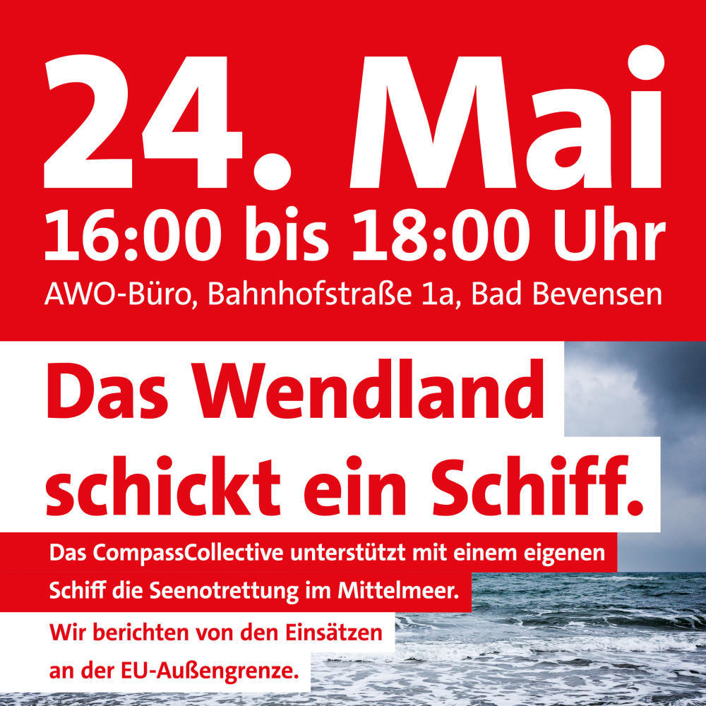 Vortrag zur #Seenotrettung auf Einladung des SPD-Unterbezirk Uelzen/Lüchow-Dannenberg in Bad Bevensen: 24.5., 16 Uhr. Am 7. Juni folgt ein zweiter Vortrag in Salderatzen / Wendland. #civilfleet #daswendlandschickteinschiff #leavenoonebehind #SolidarityAndResistance