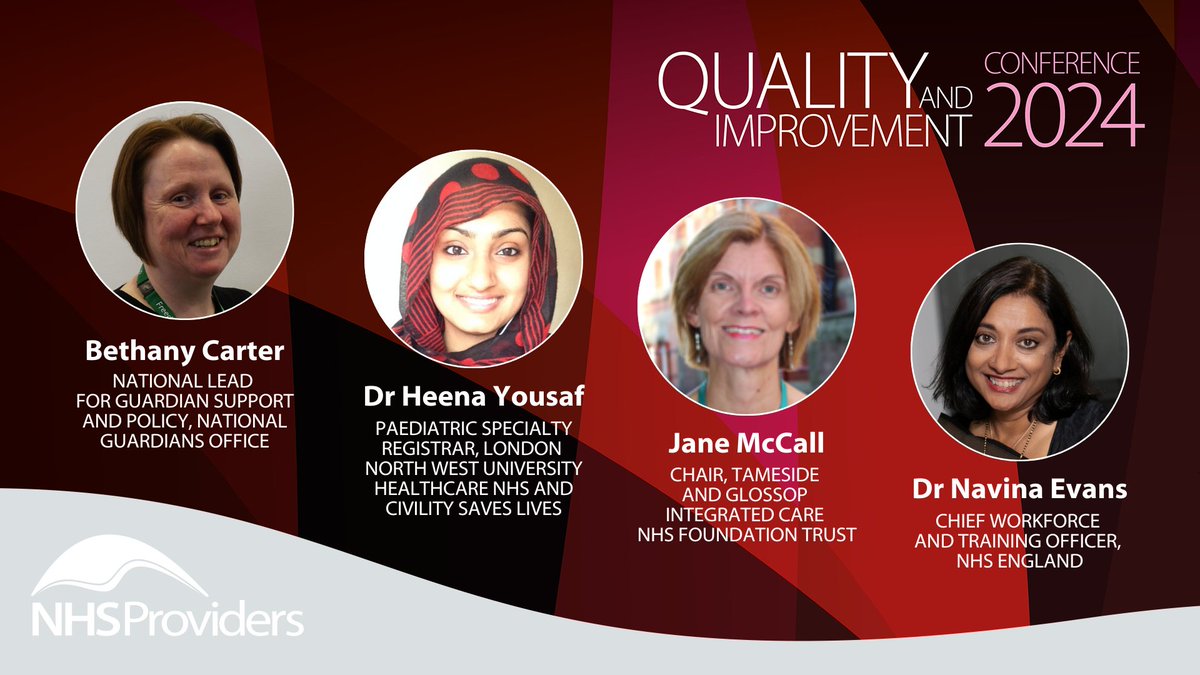 NHS Providers (@nhsproviders) on Twitter photo đź’How can we create a culture of openness where staff feel confident to speak up?
We're pleased to welcome <a href="/CarterSBethany/">Bethany Sarah Carter, RN, MSc, PGCert 💙🧡</a>, Dr Heena Yousaf, <a href="/JaneMcCall2018/">Jane McCall</a>, <a href="/NavinaEvans/">Dr Navina Evans</a> and chair <a href="/KarenDunderdale/">Prof Karen Dunderdale PhD RN</a>, at our second plenary to discuss this further.
#Quality24
👇 đź’How can we create a culture of openness where staff feel confident to speak up?
We're pleased to welcome <a href="/CarterSBethany/">Bethany Sarah Carter, RN, MSc, PGCert 💙🧡</a>, Dr Heena Yousaf, <a href="/JaneMcCall2018/">Jane McCall</a>, <a href="/NavinaEvans/">Dr Navina Evans</a> and chair <a href="/KarenDunderdale/">Prof Karen Dunderdale PhD RN</a>, at our second plenary to discuss this further.
#Quality24
👇