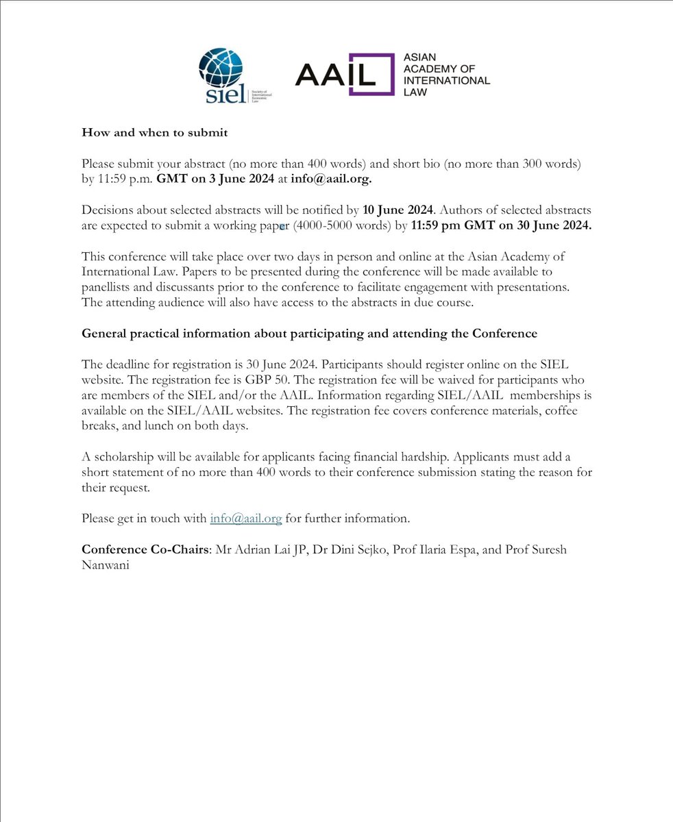 Young scholars and professionals have until 3 June to submit a paper for the Hong Kong 2024 Conference of the Postgraduates and Early Professionals and Academics Network (PEPA/SIEL). Co-Chairs are Adrian Lai, @SejkoD, @EspaIlaria and Suresh Nanwani. Call for Papers below! 2/4