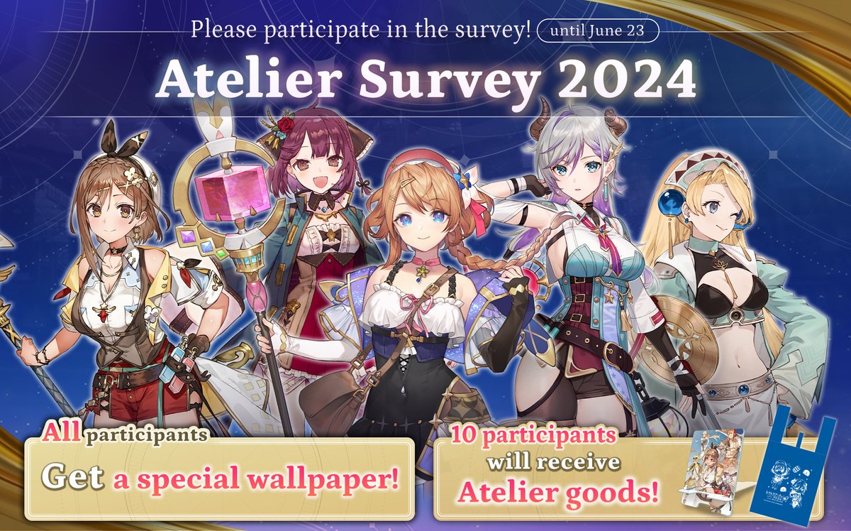 Please participate in the #AtelierSurvey2024 to provide our team with valuable insight for future atelier titles and a chance for some goodies! gamecity.ne.jp/form/atelier-e… #KTFamily