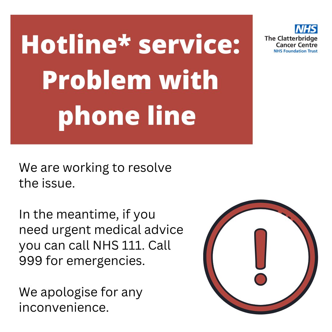 We are currently experiencing technical difficulties with our patient hotline. We are working on resolving the problem. Apologies for any inconvenience caused. Remember, if you need urgent medical advice you can call NHS 111. Call 999 for emergencies.